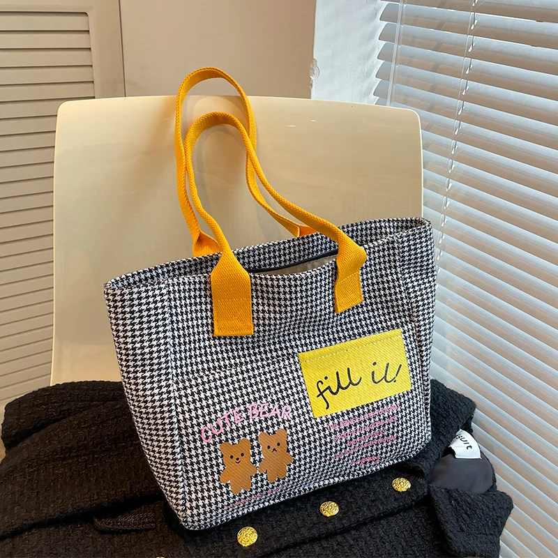

Canvas Shopper Bag Luxury Designer Handbag For Women Birds Pattern Cotton Shoulder Bag Big Capacity Tote Classic Ladies Handba
