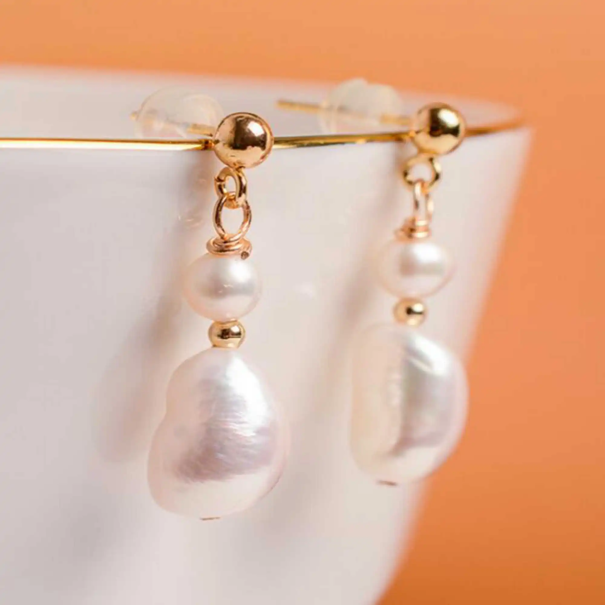 

10-11mm Baroque Natural white Akoya Pearl Earrings 925 Diy FOOL'S DAY Fashion Freshwater CARNIVAL Wedding New Year Gift