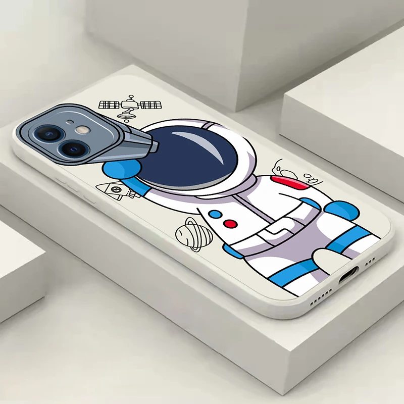 Cute Astronaut Phone Case For iPhone 11 12 13 Pro MAX 6 6S 7 8 Plus XS 12 13 Mini X XR SE 2020 Soft TPU Colorful Cases Funda best waterproof phone pouch Cases & Covers