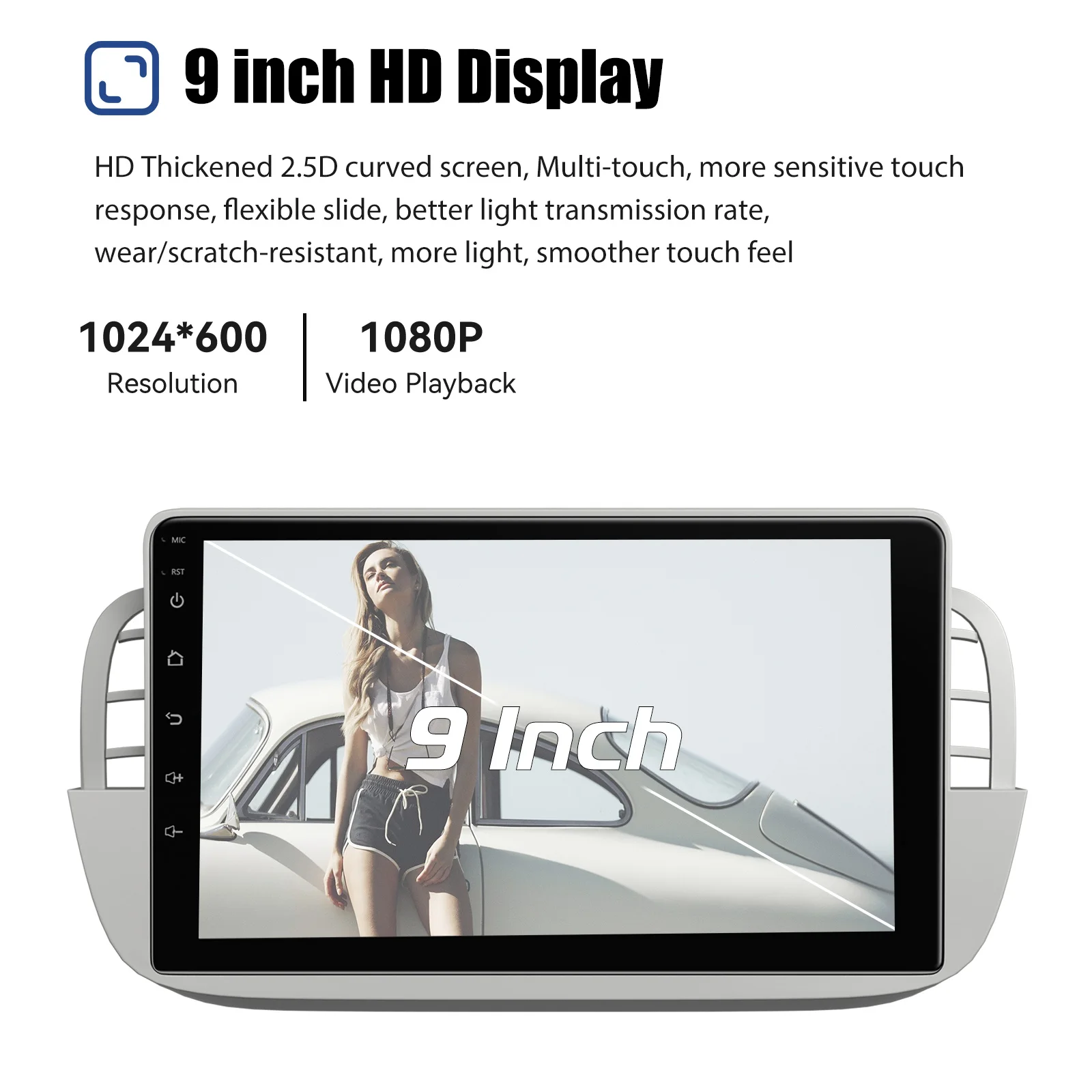 ESSGOO Kabelloses Apple Carplay Android Auto für Fiat 500 2007-2015 9" Android 13 2+64G Autoradio GPS WIFI RDS Bluetooth FM EQ USB Mirror Link – Detail 5