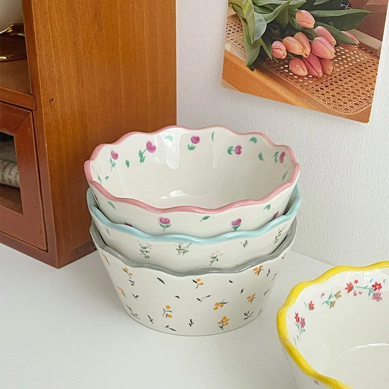 Ceramic Mixing Bowls With Flowers