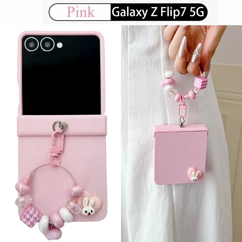Charming Bunny Sticker Case Set with Chain and Cartoon Hinge Cover