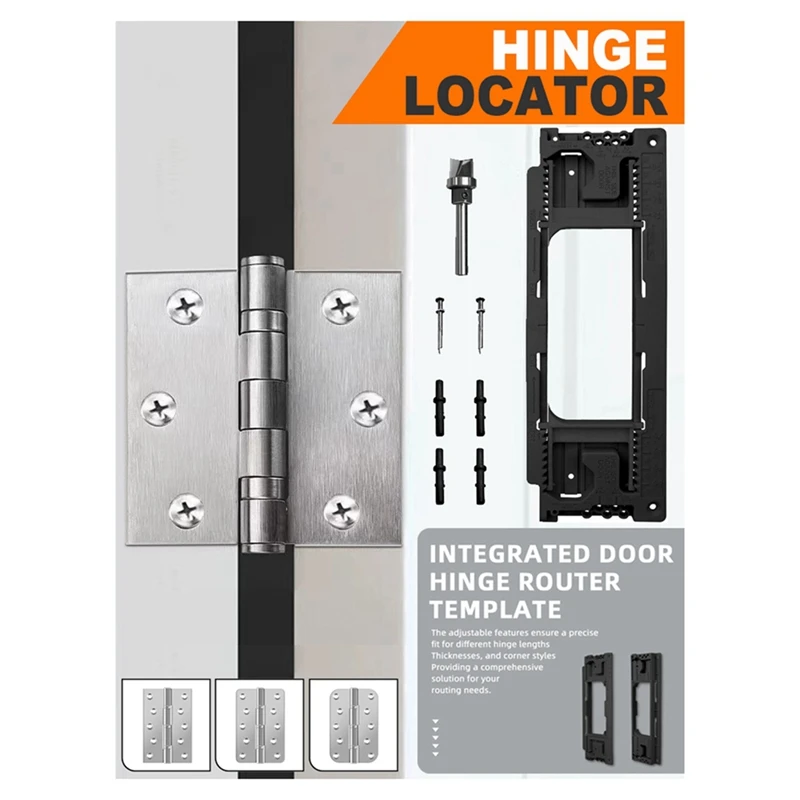 AB47-Door Hinge Jig, Door Hinge Template With 8 Sizes From 2-1/2In To 6In And 5 Door Thickness From 1-3/8In To 2-1/2In