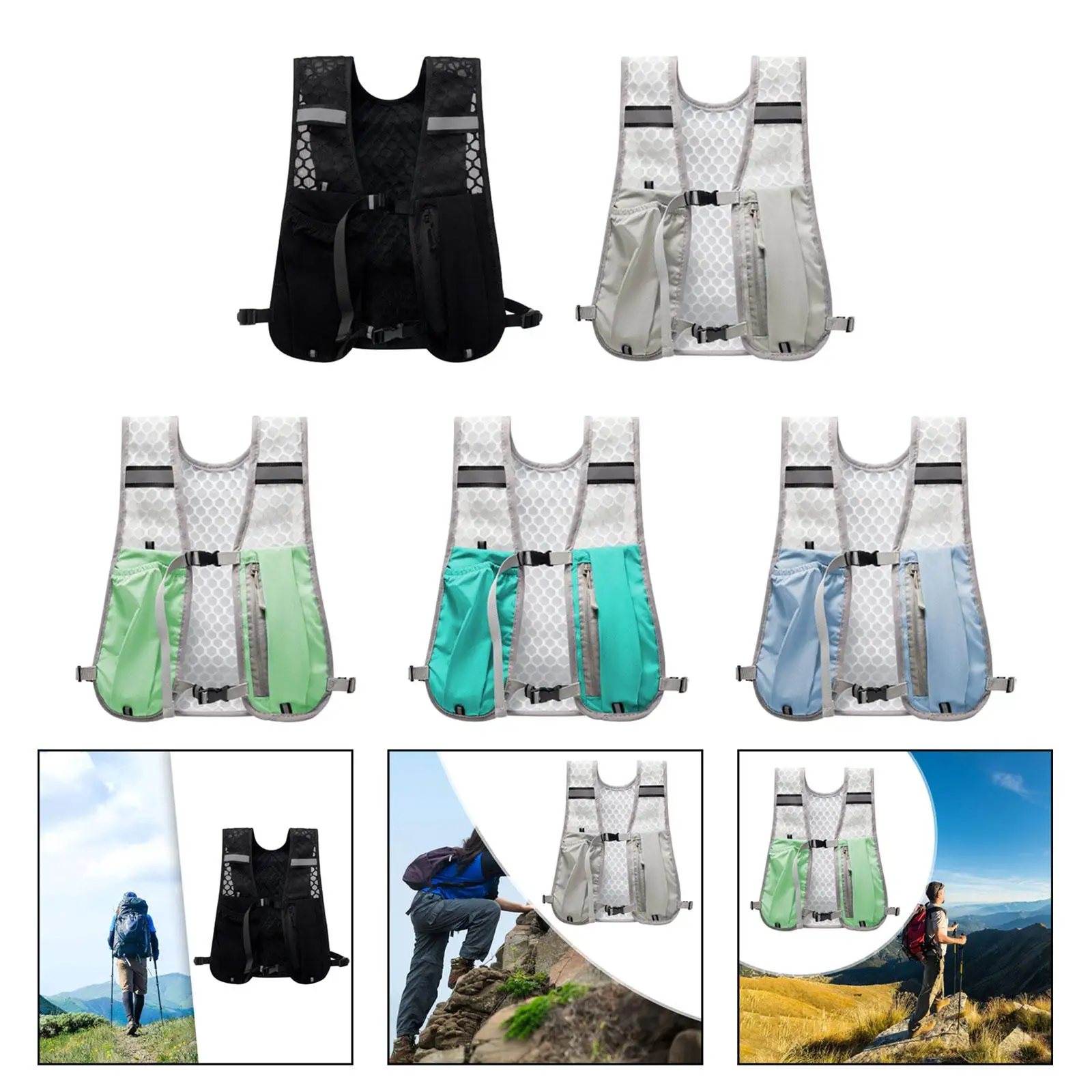 Hydration Vest Pack Hydration Backpack Adjustable Buckle Running Backpack Daypack for Camping Jogging Marathoner Climbing Trail