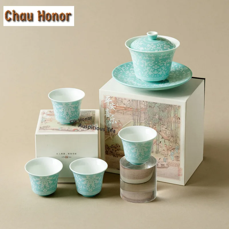 150ml Dunhuang Lotus Gaiwan Vintage Tea Tureen Household Tea Bowl with Lid Kit Tea Maker Cover Bowl Kung Fu Tea Set Ornaments