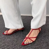 Women Sandal Summer New Fashion Narrow Band Ladies Gladiator Shoes Thin Low Heel Ankle Strap Dress Party Shoes