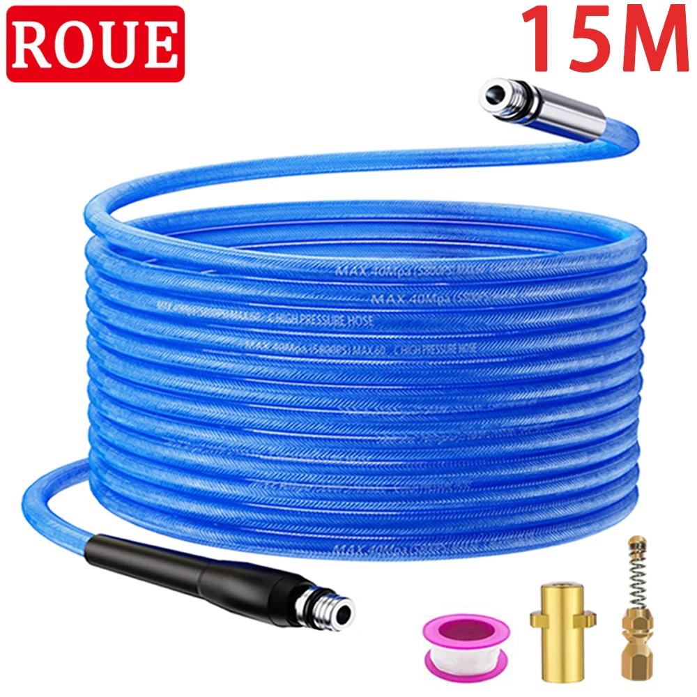 

15 Meters High Pressure Washer Sewer Drain Water Cleaning Hose Pipe Jet Cleaner Hose Nozzle for Karcher K2-K7 Huter Parkside