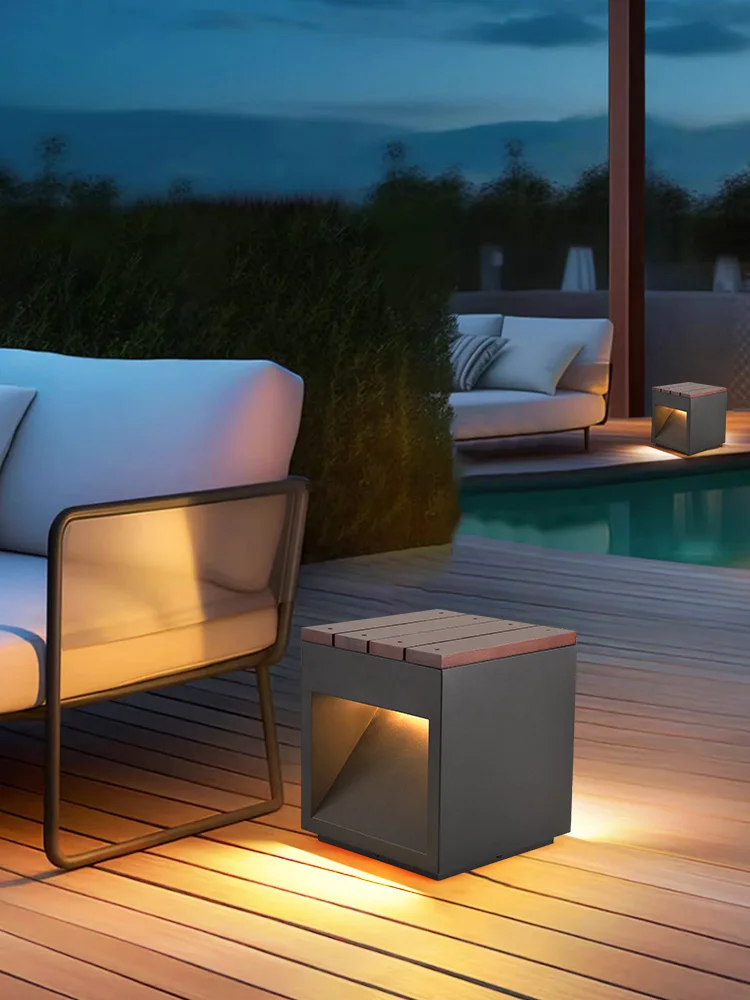 Courtyard Lawn Outdoor Waterproof Modern Minimalist Led Stainless Steel Villa Garden Stool Landscape Light 5