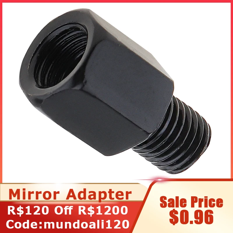 Adaptador de espelho 8mm a 10mm - rosca cromada padrão - peça