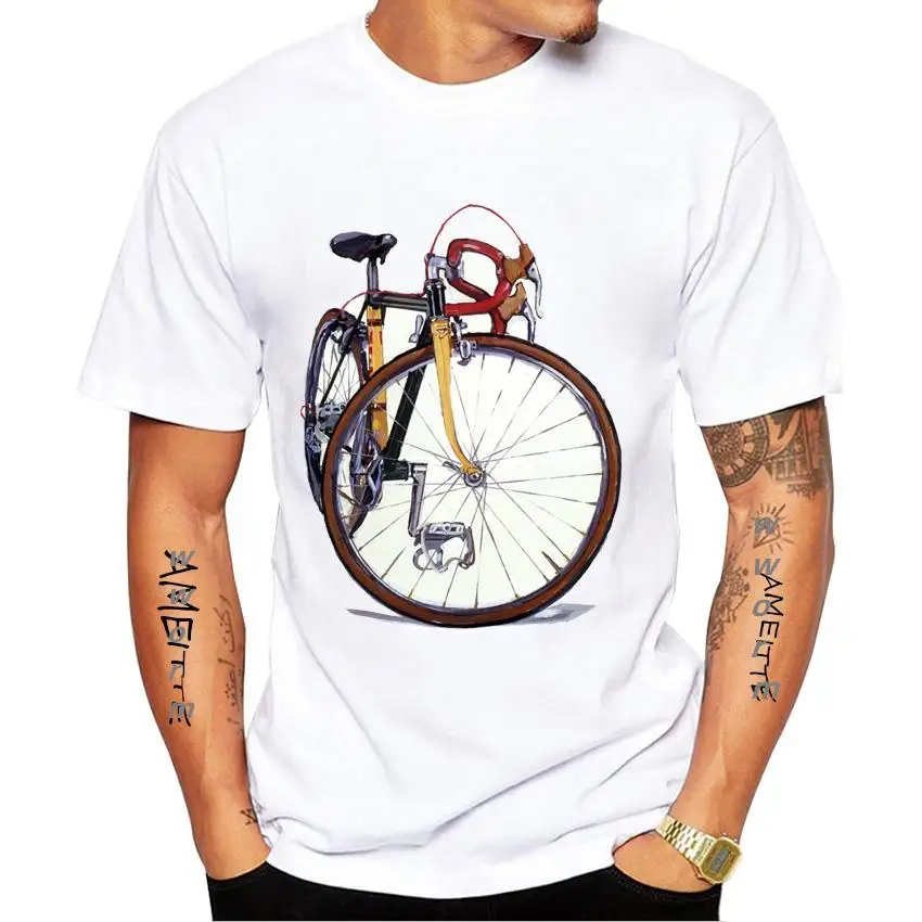 

Kaus Lukisan Pengendara Sepeda Fixed Gear Musim Panas Baru Atasan Vintage Kaus Anak Kasual Putih untuk Pencinta t shirt men