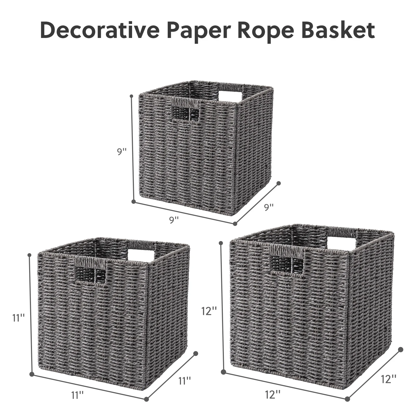 Wicker Storage Baskets, Set of 2 Hand-Woven Storage Baskets for Shelves with Handles, Foldable Cube Storage Baskets Bins Organizer 13 inch Large Wicker Baskets for Pantry Bedroom Decor, Brown 2