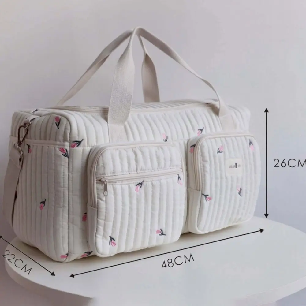 Little Bear Embroidered Diaper Bag Large Capacity Lightweight Diaper Changing Tote Bag with Shoulder Strap Leisure Handbag