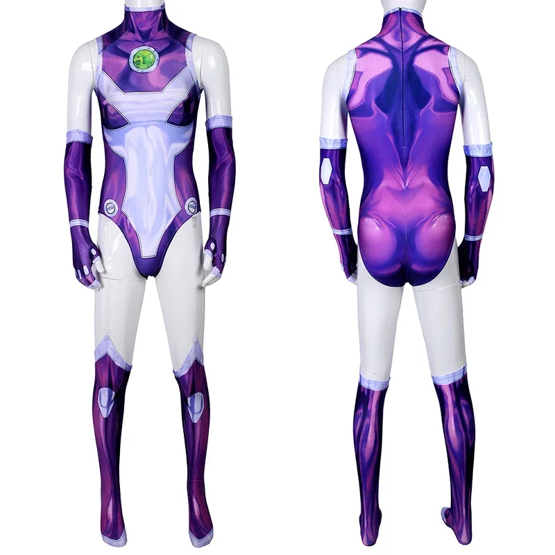 Teen Titans Starfire Koriand'r Cosplay Costume Superhero Jumpsuit Zentai  Bodysuit Halloween Carnival Party Costumes for Women