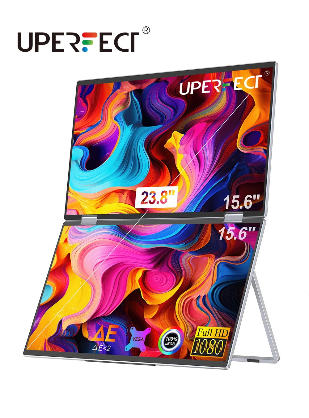 UPERFECT UStation Delta 15,6-дюймовые два монитора Складной тройной экран для ноутбука 100% sRGB Портативный дисплей Deta 2 Встроенный автоматический поворот на 180° для Windows MacOS