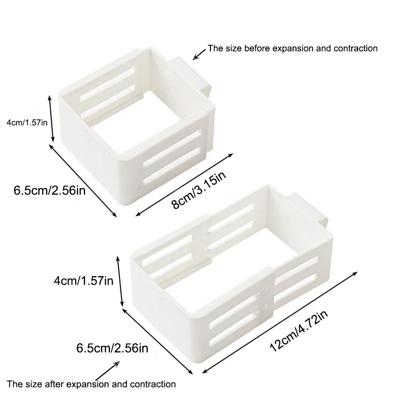 2pc Plastic Retractable Storage Box Partition Plate For Refrigerator Side Door Sorting Storage Classification Grid Clip Organize