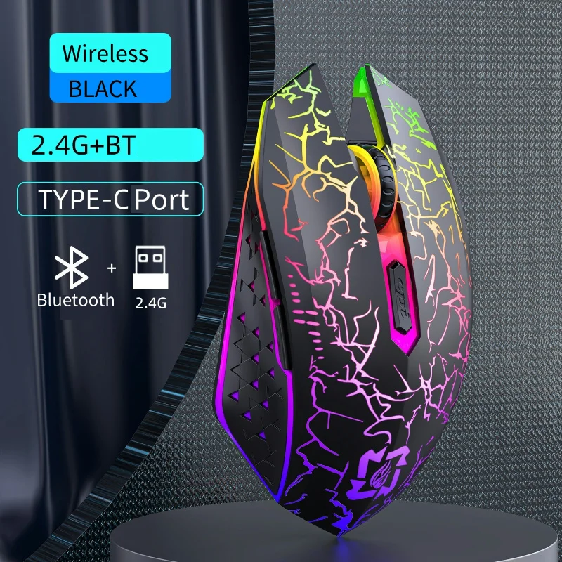 2.4G Bluetooth Wireless Mouse Rechargeable 7 Colors RGB LED Backlit ...