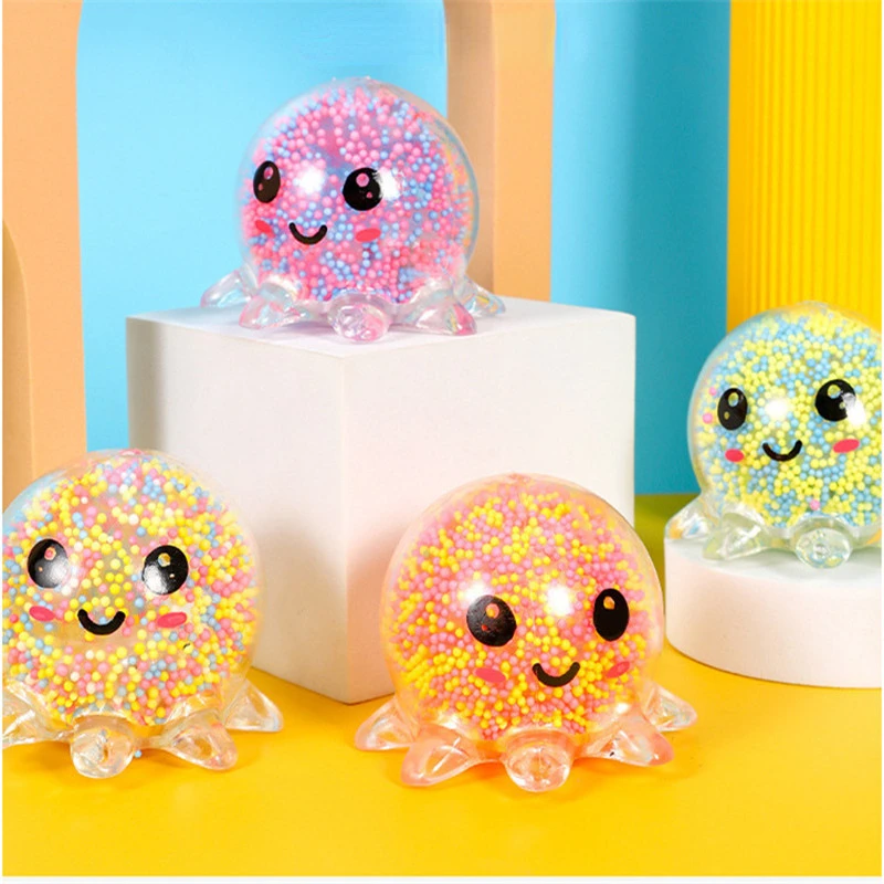 

1Pcs Squid Glowing Light Vent Ball Squeeze Toys Bubble Octopus Ball Fidget Toys for Kids Adults Halloween Stress Relief Toy Gift