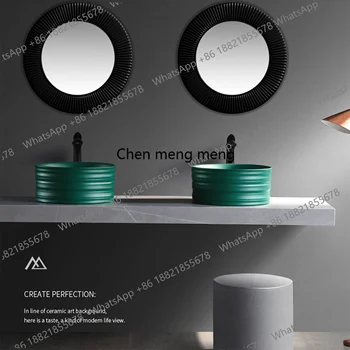 อ่างล้างหน้าทรงกลมแบบตั้งโต๊ะ สีเขียวเข้มด้าน ลดราคาพิเศษ ดีไซน์สร้างสรรค์ โดดเด่นมีเอกลักษณ์ 1