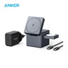 حامل شاحن Anker 3 في 1 MagSafe مع حامل شحن سريع MagSafe15W Max شاحن لاسلكي قابل للطي لهاتف iPhone15