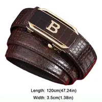 Casual Black Coffee Business Leather Belt Luxury Design Trendy Brand Automatic Buckle Waist Belt Man Crocodile Pattern Waistband - Image 6