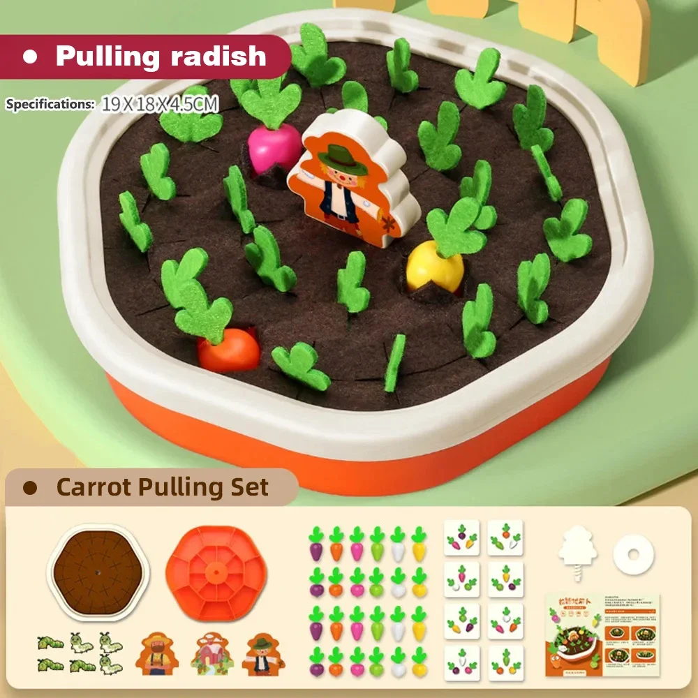 Baby Pull Out Carrot Harvest Game Radish Toys Montessori Toddler Memory Sorting Fine Motor Skills Education Desk Game Teach Tool
