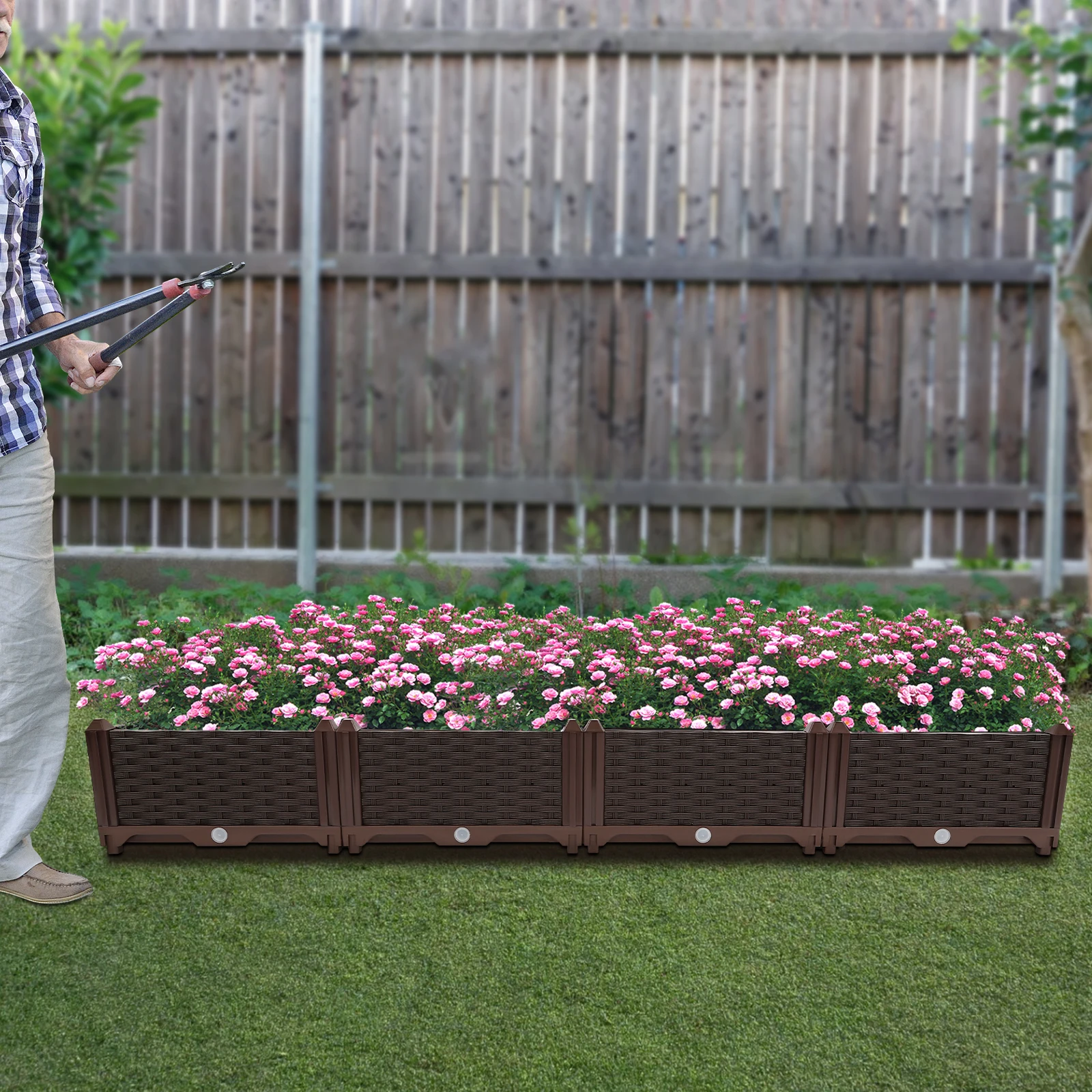 

Outdoor Large Planter Box, Raised Garden Bed Box, Garden Plastic Planting Box Vegetable/Flower