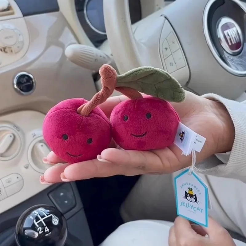 Cute Cartoon Funny Cherry Plush Stuffed Toy Keychain Pendant Backpack Hanging Keyring Ornament Bag Decor Accessories Gift