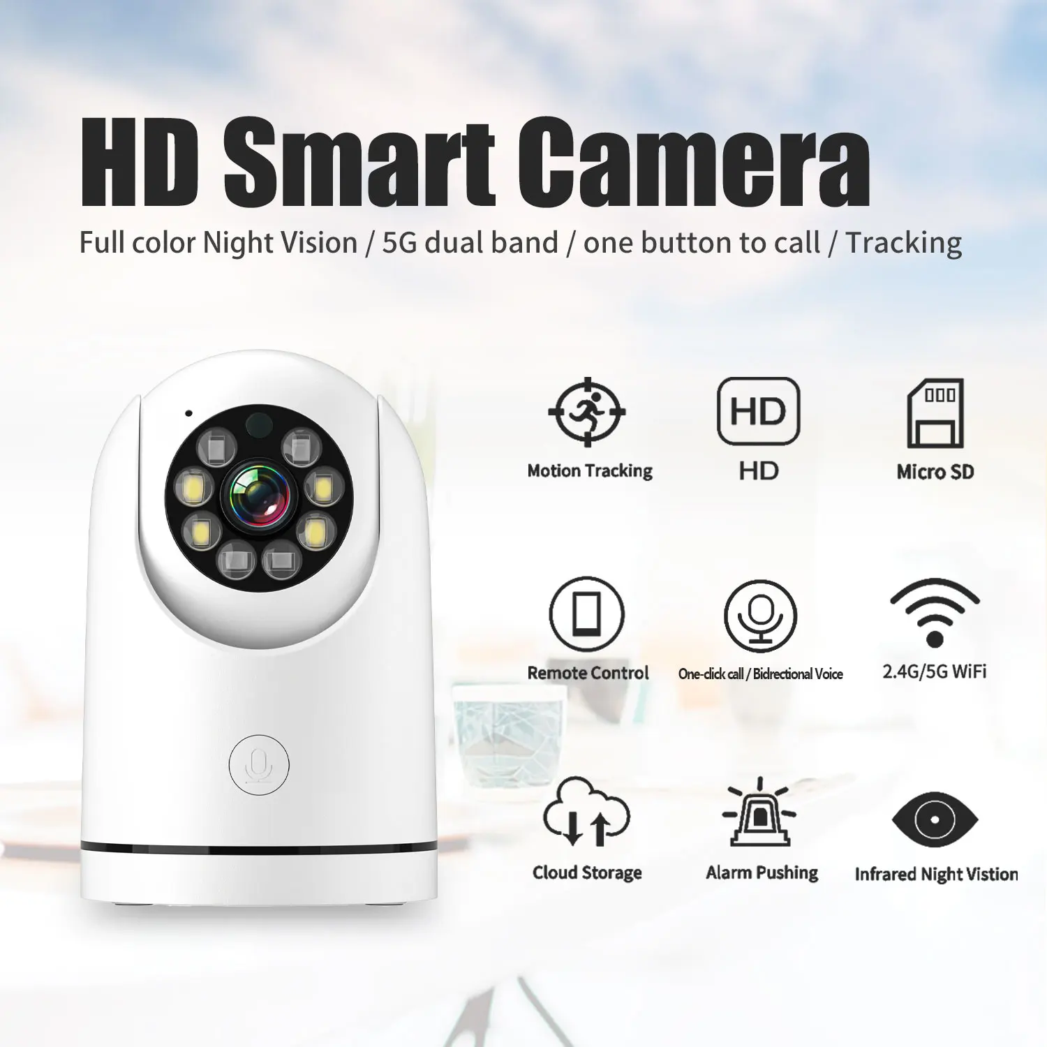 

Wifi Surveillance Camera One-touch Call Surveillance Camera Night Vision HD Monitor Home Remote Indoor Baby Security Camera