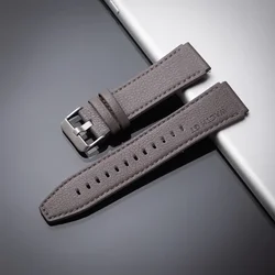 Premium 22mm Genuine Leather Smartwatch Replacement Strap for 22mm Universal (Gray)