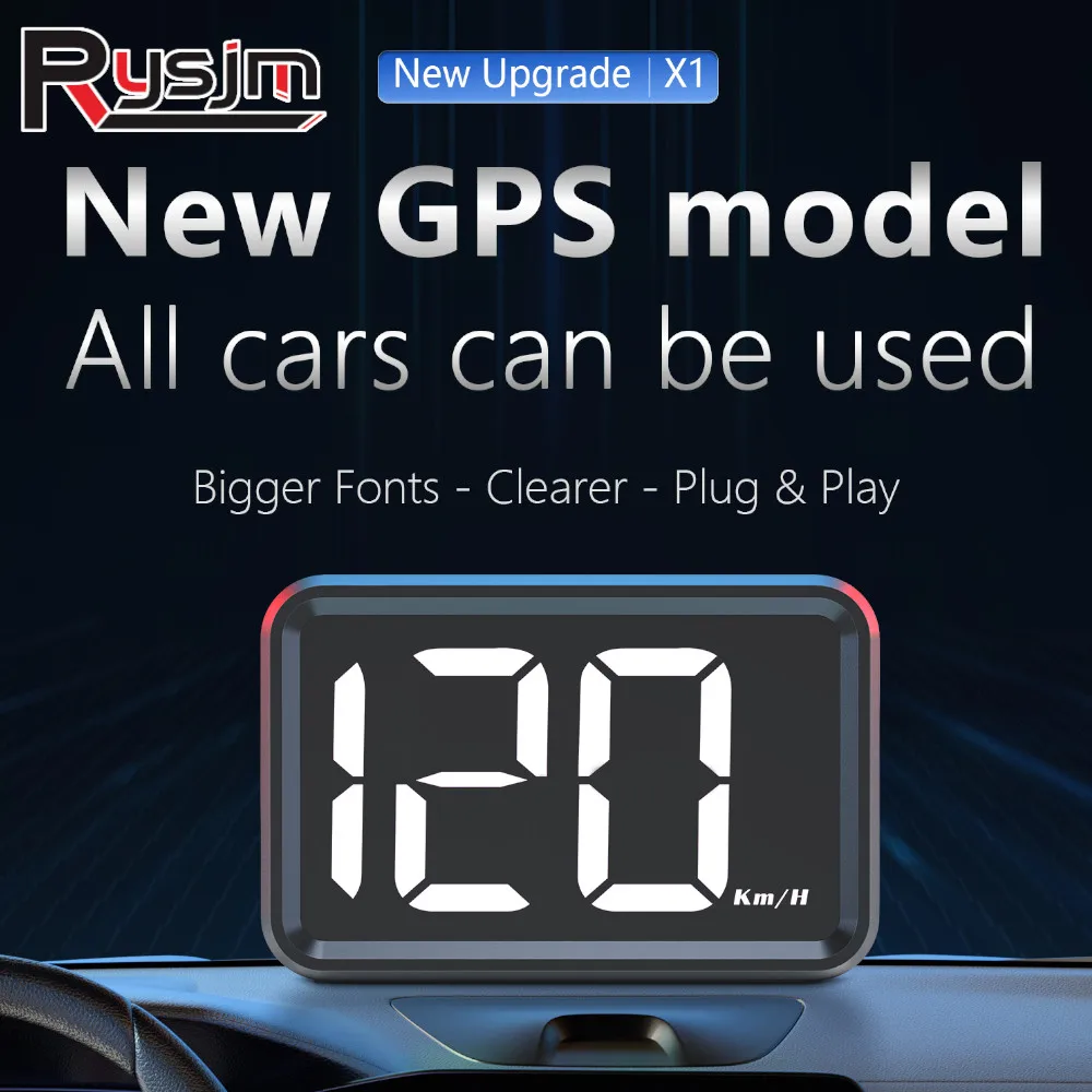 Pantalla frontal para coche X1 HUD de 2 pulgadas, velocímetro, GPS, medidor HUD, enchufe USB, pantalla de luz blanca y verde personalizada 1