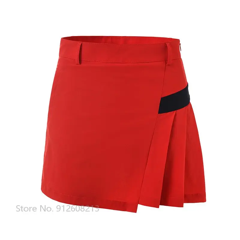 Women Skirts Golf Shorts Women Anti-exposure Golf Mini Skirt Patchwork Golf Pleated Skirt Ladies High Waist Tennis A-lined Culottes Quick-dry Slim Skort