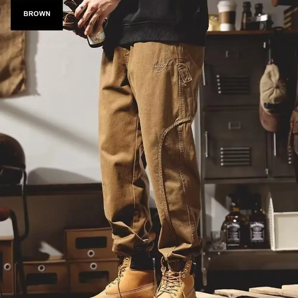 

Solid Color Men Pants Men Crotch Trousers Soft Breathable Men Harem Pants Elastic Waist Crotch Wear-resistant Cargo Trousers