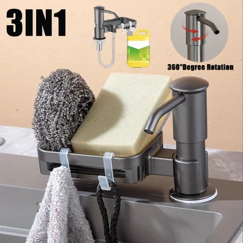 อ่างล้างจานเครื่องจ่ายสบู่หลอดขยายผงซักฟอก Pusher Hand PUSH หลอดขยายล้างจาน Liquid Pusher Organizer Stand 1