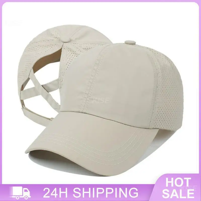 Casquette pare-soleil pour femmes, couleur unie, queue de cheval, cyclisme, loisirs d'été, casquette de Baseball, Sport, casquette solaire pour filles_voghion.com