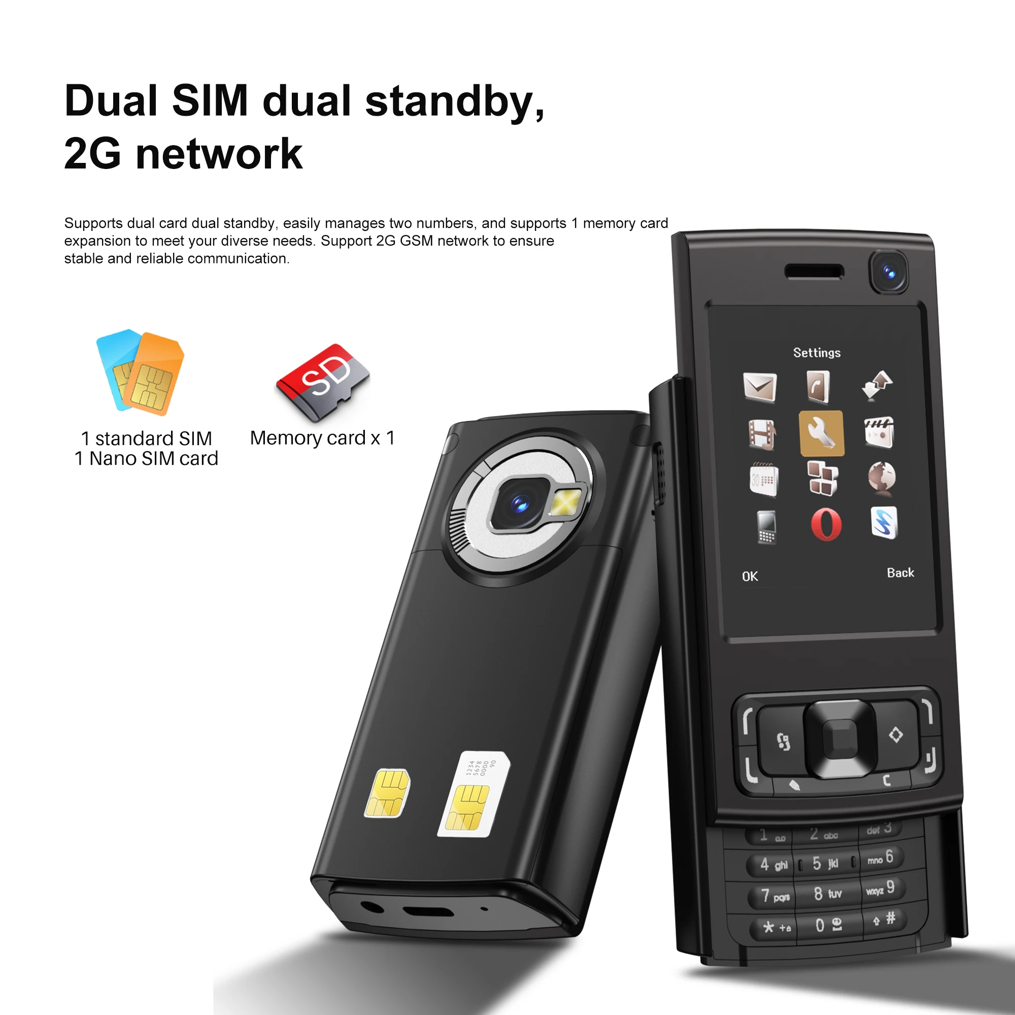 SERVO N95 Pro New Slider Mobile Phone Dual SIM Bluetooth Magic Voice Flashlight FM Radio Keyboard Mini 2G GSM Cellphones Type-C 2