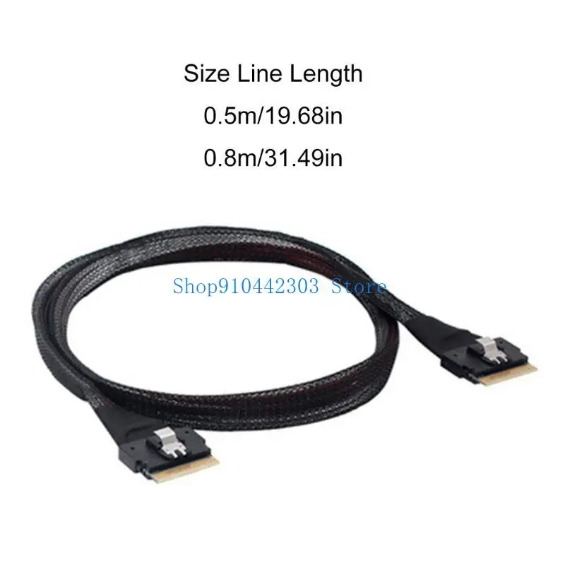 652F 24Gbps SFF-8654 8i 74Pin 남성-슬림라인 SFF-8654 SAS4.0 74Pin 남성 연장 케이블 50cm 서버 데이터 저장용