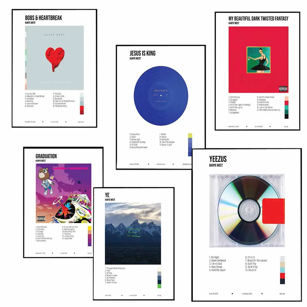 Kanye West Poster My Beautiful Dark Twisted Fantasy Album Cover Canvas Painting Wall Picture Art