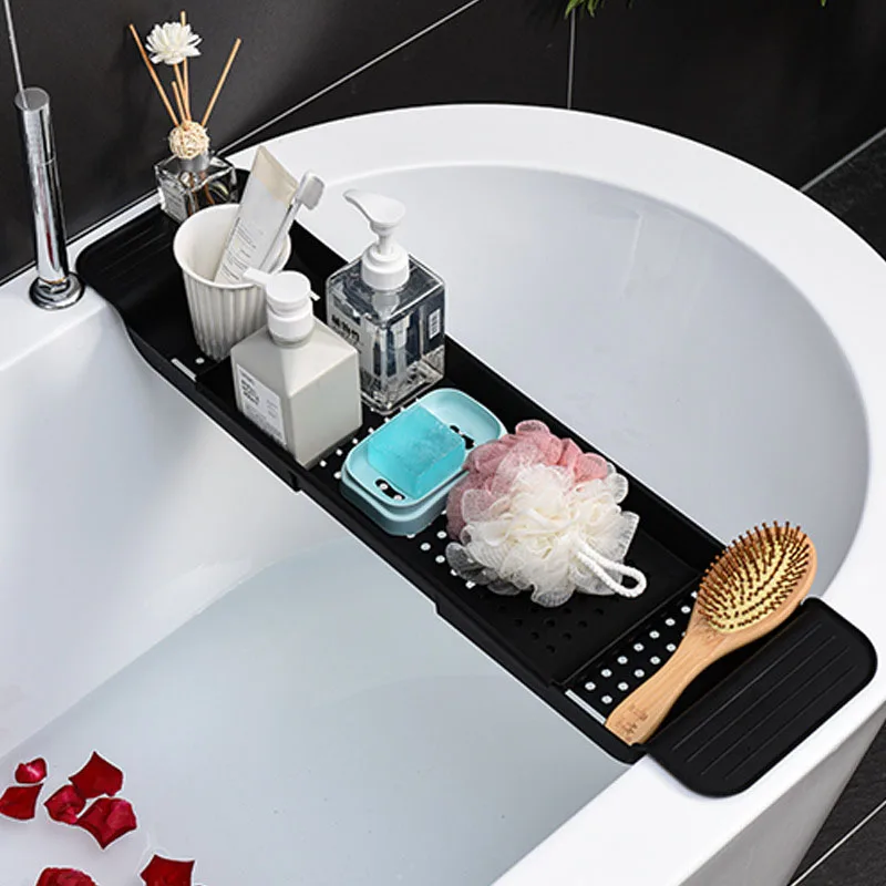 Expandable Bath Rack Side Drain Multiple Storage Shelves Non-slip Bridge Bathroom Accessories Bathtub bathtub storage rack