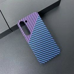 Carbon Fiber Stripe Shockproof Matte Phone Case - Ultra Durable Bumper Cover - Galaxy S21 Ultra (Purple Blue)