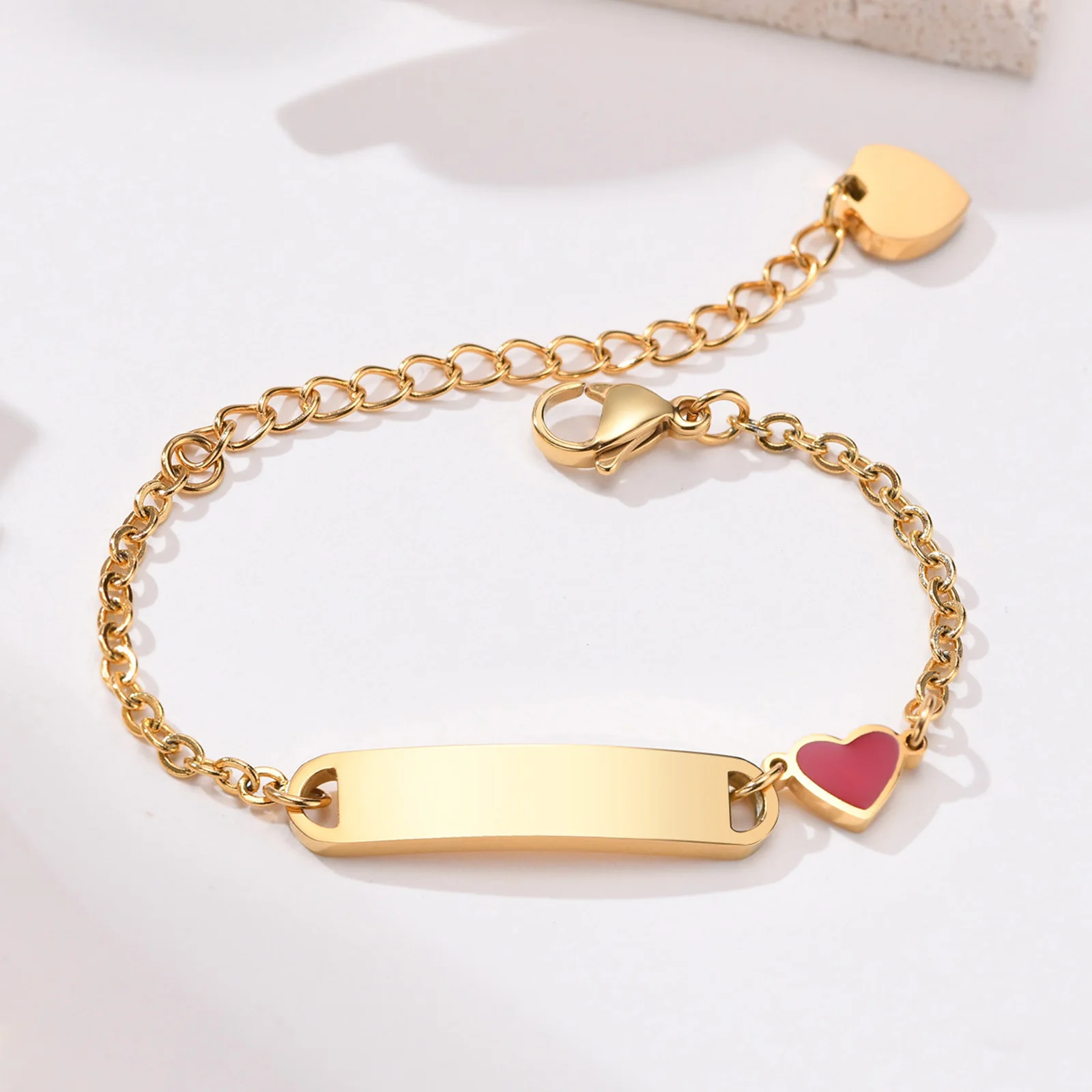 Bracciale Personalizzabile Con Incisione E Pietra Portafortuna, Acciaio Inox, Per Donna E Ragazza