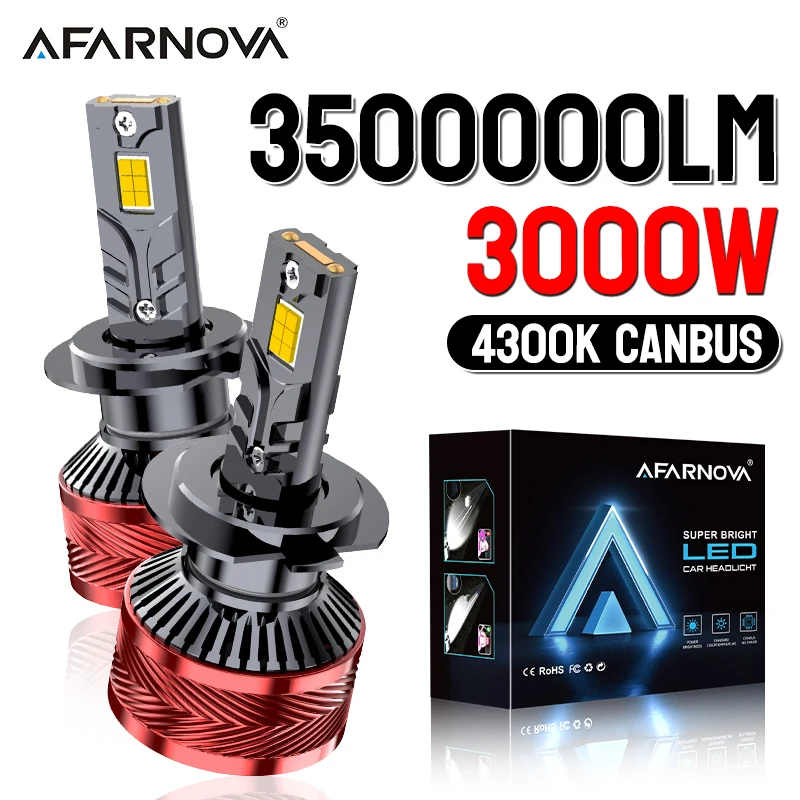 3000W 3500000LM H7 H4 LED 헤드라이트 고출력 9970 CSP 칩 캔버..