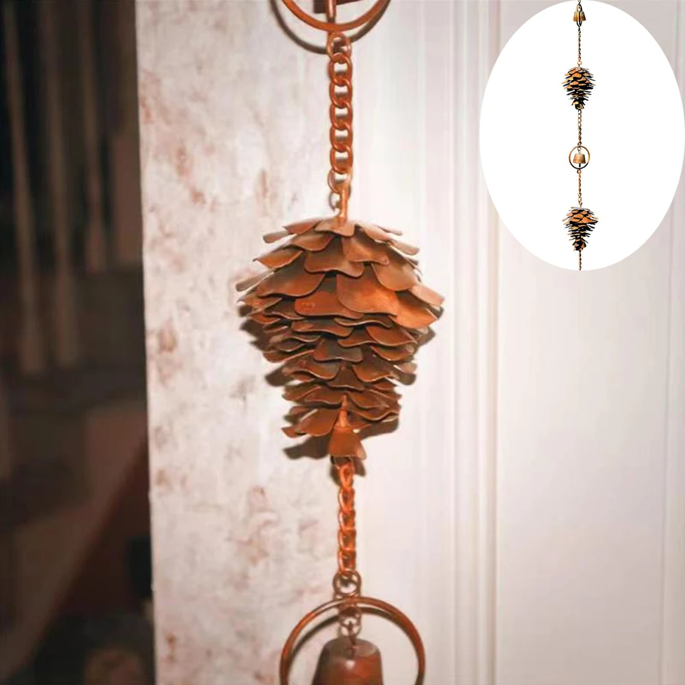 Pine Fruit Wind Chime Pine Cone Rain Chain Ornament Metal Outdoor Garden Wind Chime Decoration pine fruit wind chime
