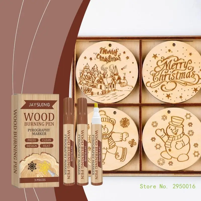 3Pieces Burning Marker Burning Pen Pyrography Marker Easy to Use Crafting Pen for Wood Painting