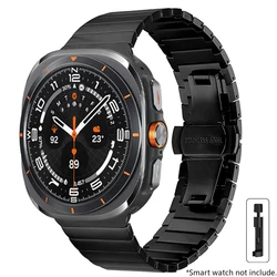 Luxury Stainless Steel No Gaps Metal Bracelet with Butterfly Clasp - Galaxy Watch Ultra (Black)