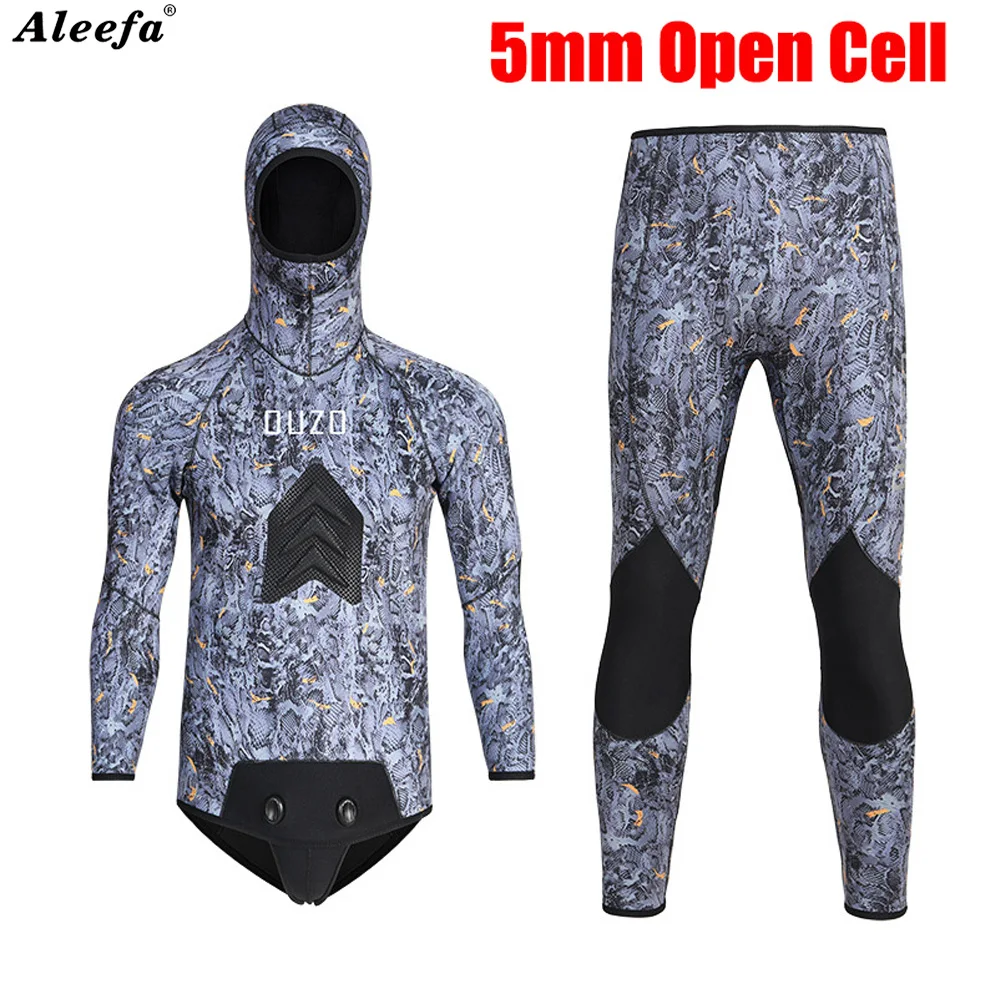 MenSpearfishingWetsuit5mmNeopreneCRDivingSuitSmoothSkinWet