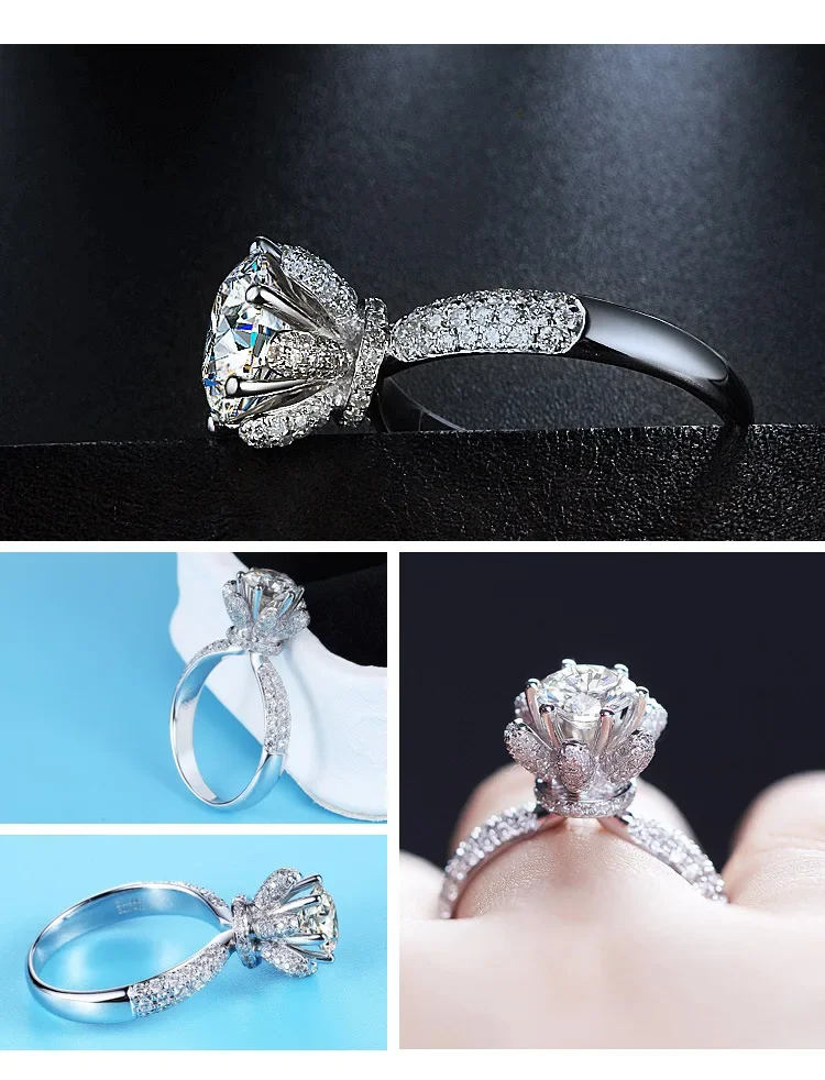 

DIWENFU Genuine 925 Sterling Silver Real 1 Carat Diamond Ring Women Fine Silver 925 Jewelry Wedding Bizuteria Gemstone Rings Box