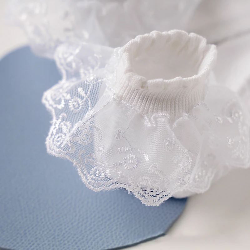 Kawaii Children Baby Girls Lolita Ankle Socks Breathable Cotton Lace Ruffle Princess Mesh Short White Pink Yellow Socks for Kids