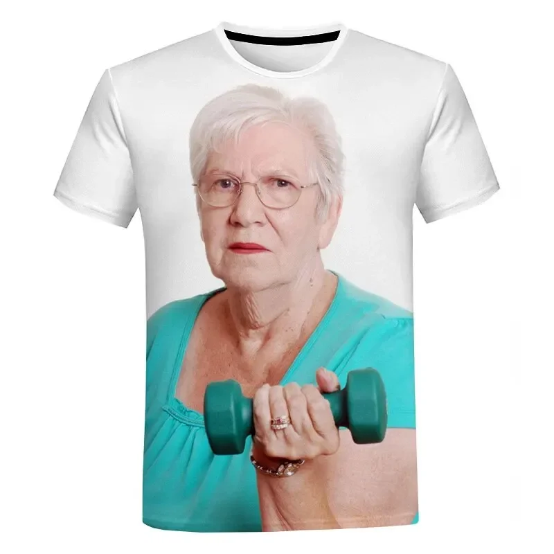 Creative Funny Cute Grandma Funny Fitness Popsicle 3D Printed T-shirt Unisex Men's and Women's Summer Leisure T-shirt Funny Tops