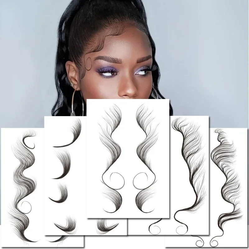 

31Styles Hair Edges Tattoo Sticker Baby Hair Pony Tail Styles Temporary Tattoo Sticker Template Sleek Edges Bangs Tattoo Sticker