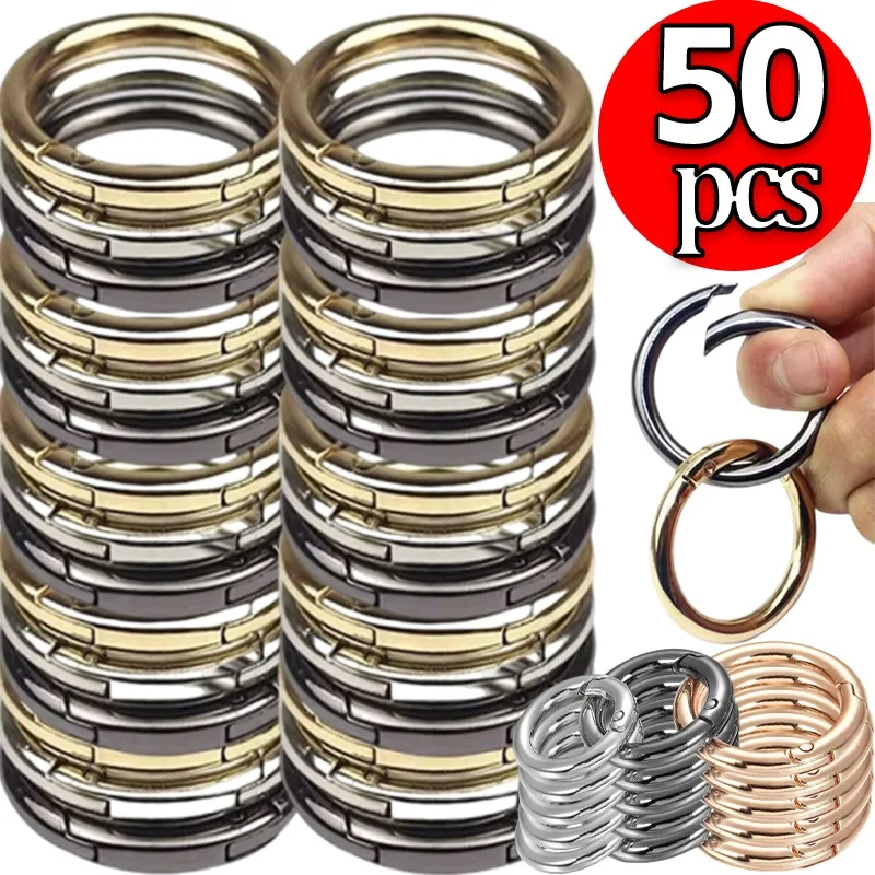 Metal O Ring Spring Clasps 10/50pcs for DIY Jewelry Openable Round Carabiner Keychain Bag Clips Hook Dog Chain Buckles Connector
